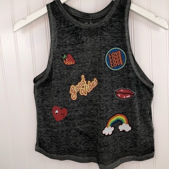 Rosie Harlow Cropped Burnout Graphics Tank Top S - Picture 1 of 9